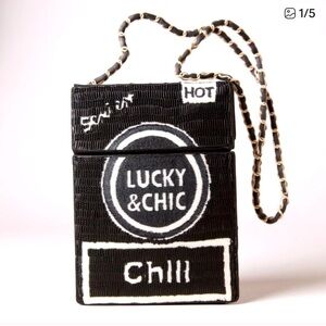 Mua Mua Dolls Beaded Cigarette Crossbody Bag Lucky Chic NWOT Novelty Statement